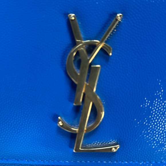 Saint Laurent Blue Leather Clutch with Gold Hardware - Picture 3 of 11